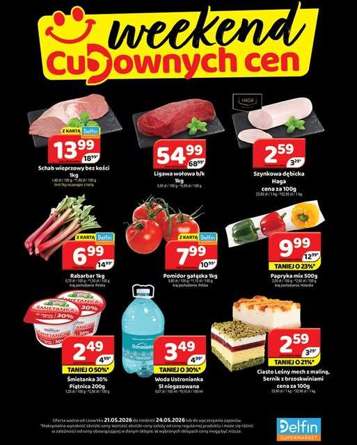 Delfin - gazetka promocyjna Weekend cudownych cen od czwartku 21.05 do niedzieli 24.05