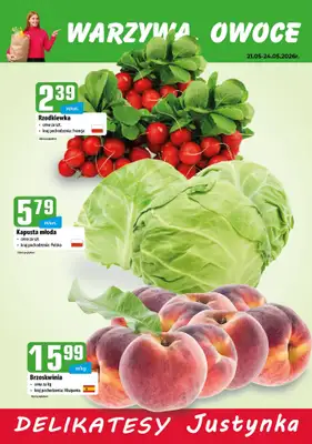 Delikatesy Justynka - gazetka promocyjna Plakaty promocyjne od czwartku 21.05 do niedzieli 24.05