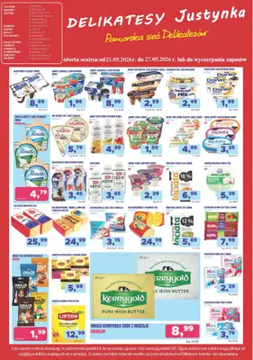 Delikatesy Justynka - gazetka promocyjna Gazetka od czwartku 21.05 do środy 27.05