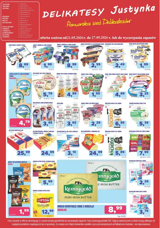 Delikatesy Justynka - gazetka promocyjna Gazetka od czwartku 21.05 do środy 27.05