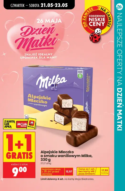 Dzień Matki - gazetka promocyjna Czekoladki na Dzień Matki - sprawdź oferty i promocje w marketach! od czwartku 21.05 do soboty 23.05 - strona 14