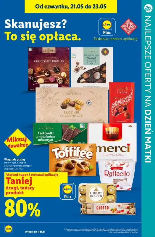 Dzień Matki - gazetka promocyjna Czekoladki na Dzień Matki - sprawdź oferty i promocje w marketach! od czwartku 21.05 do soboty 23.05 - strona 7