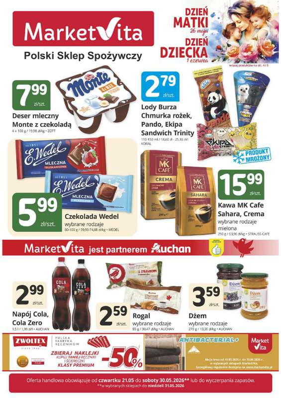 Marketvita - gazetka promocyjna Gazetka od czwartku 21.05 do niedzieli 31.05