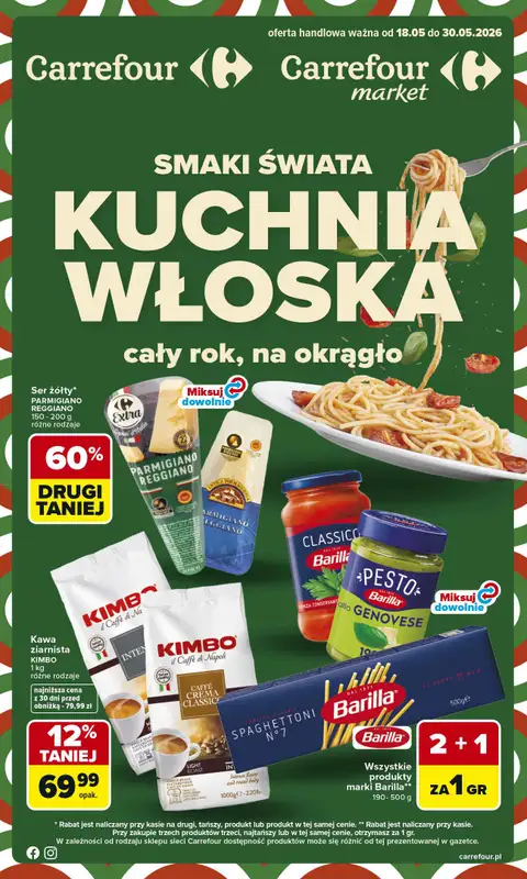 Carrefour - gazetka promocyjna Gazetka Kuchnia Włoska  do soboty 30.05