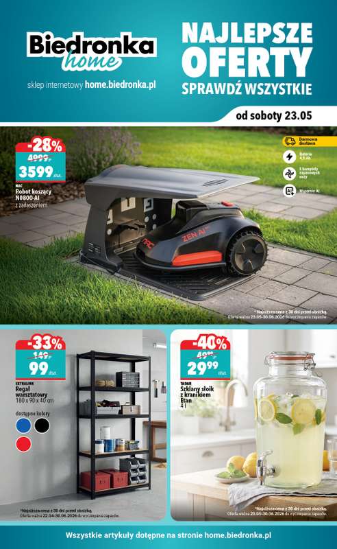 Biedronka Home - gazetka promocyjna Najlepsze oferty od soboty 23.05 do niedzieli 16.08