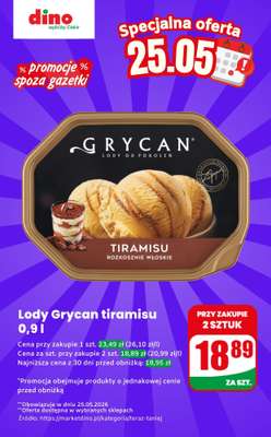 Dino - gazetka promocyjna Lody tiramisu - oferta na 25.05 | Promocje spoza gazetki od poniedziałku 25.05 do poniedziałku 25.05