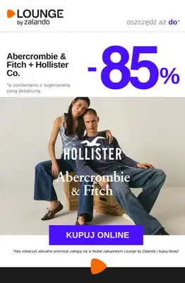 Lounge by Zalando - gazetka promocyjna Do -85% Abercrombie & Fitch + Hollister Co. od poniedziałku 25.05 do czwartku 28.05