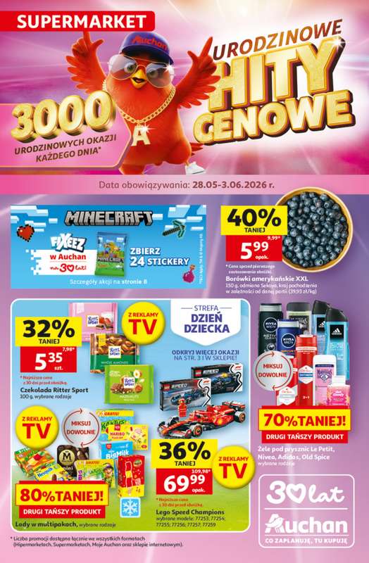 Auchan - gazetka promocyjna Gazetka 30 Lat Supermarket Auchan od czwartku 28.05 do środy 03.06