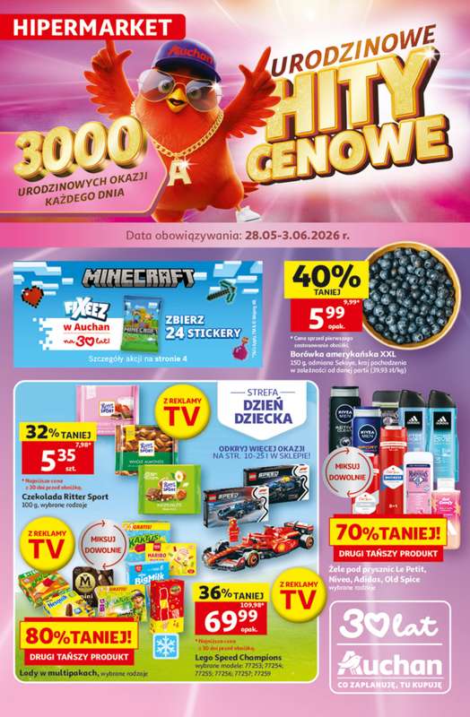 Auchan - gazetka promocyjna Gazetka 30 Lat Hipermarket Auchan od czwartku 28.05 do środy 03.06