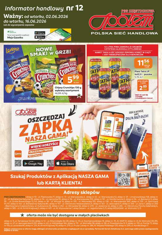 Społem Częstochowa - gazetka promocyjna Gazetka od wtorku 02.06 do wtorku 16.06 - strona 12
