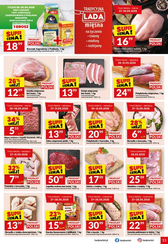 Twój Market - gazetka promocyjna Gazetka od środy 27.05 do poniedziałku 01.06 - strona 13