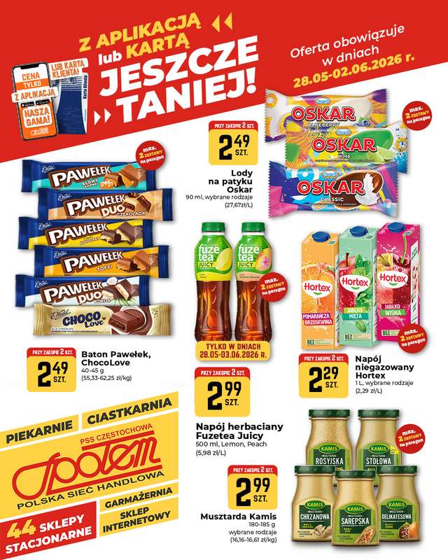 Społem Częstochowa - gazetka promocyjna Plakaty promocyjne od czwartku 28.05 do wtorku 02.06