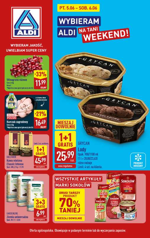 Aldi - gazetka promocyjna Najlepsze oferty na piątek i sobotę w Aldi! od piątku 05.06 do soboty 06.06