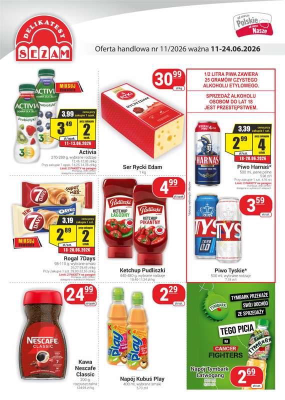 Delikatesy Sezam - gazetka promocyjna Gazetka od czwartku 11.06 do środy 24.06