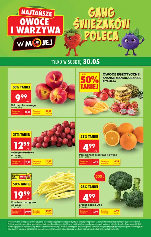 Biedronka - gazetka promocyjna Najtańsze owoce i warzywa  
