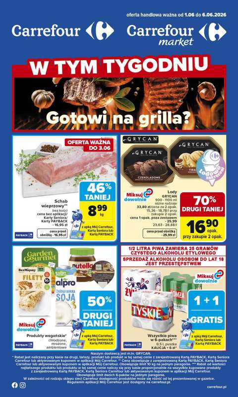 Carrefour - gazetka promocyjna Gazetka Carrefour od poniedziałku od poniedziałku 01.06 do soboty 06.06