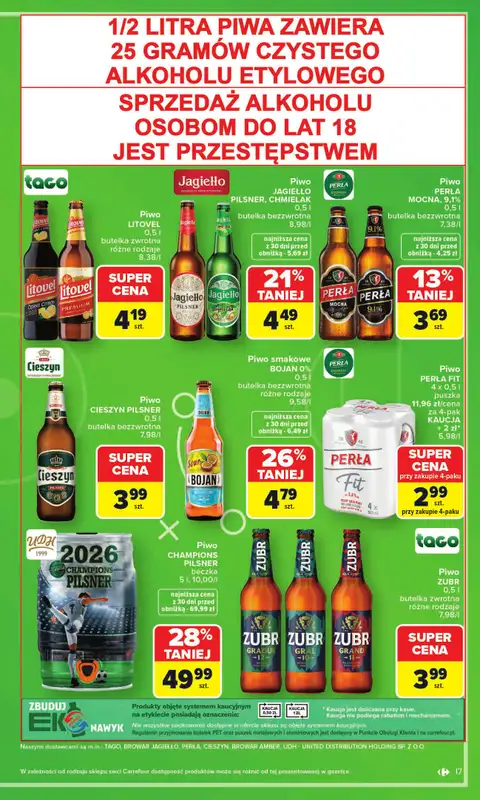 Carrefour - gazetka promocyjna Gazetka Zakupowa taktyka kibica od poniedziałku 01.06 do soboty 13.06 - strona 17