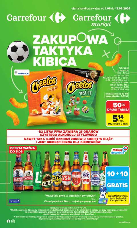 Carrefour - gazetka promocyjna Gazetka Zakupowa taktyka kibica od poniedziałku 01.06 do soboty 13.06