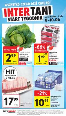 Intermarche - gazetka promocyjna Intertani start tygodnia od poniedziałku 08.06 do środy 10.06