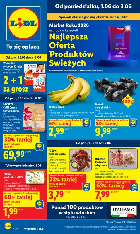 Lidl - gazetka promocyjna Oferta od poniedziałku od poniedziałku 01.06 do środy 03.06