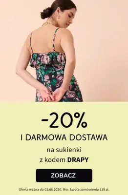 bonprix - gazetka promocyjna -20% rabatu na SUKIENKI + darmowa dostawa! od poniedziałku 01.06 do środy 03.06