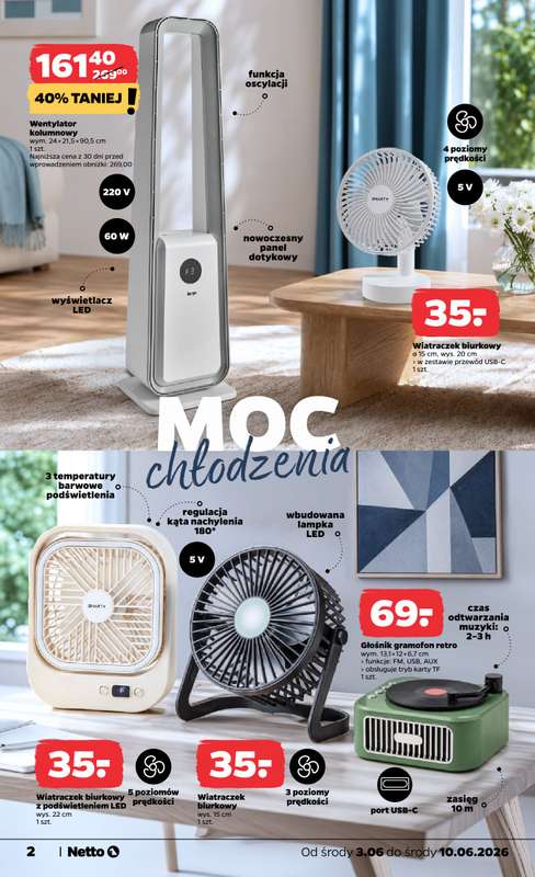 Netto - gazetka promocyjna Inspiracje tygodnia Wentylatory i wiatraki  do środy 10.06 - strona 2
