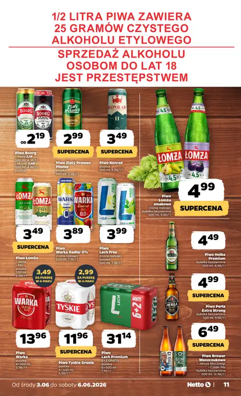 Netto - gazetka promocyjna Gazetka Spożywcza od środy 03.06 do soboty 06.06 - strona 11