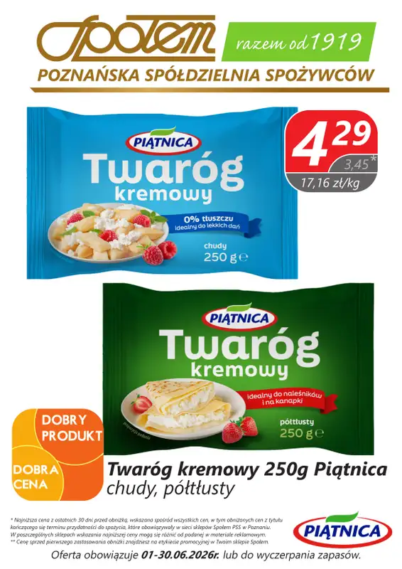 Społem - Blisko i Korzystnie - gazetka promocyjna Plakaty promocyjne PSS Poznań od poniedziałku 01.06 do wtorku 30.06 - strona 4