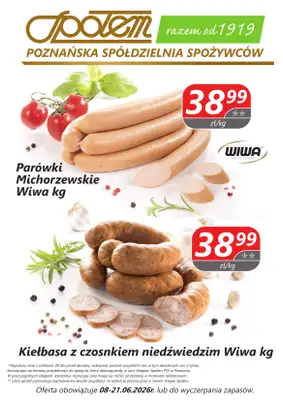 Społem - Blisko i Korzystnie - gazetka promocyjna Plakat promocyjny PSS Poznań od poniedziałku 08.06 do niedzieli 21.06
