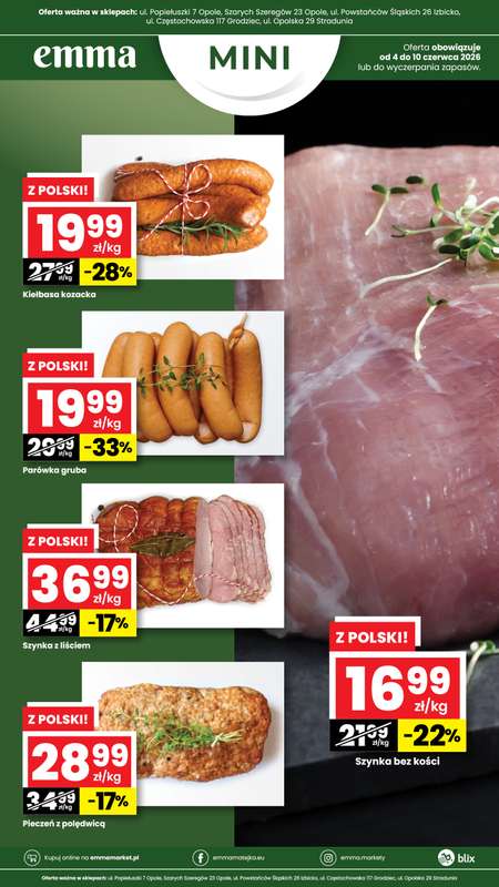 emma MARKET - gazetka promocyjna Plakaty promocyjne - Emma Mini od czwartku 04.06 do środy 10.06