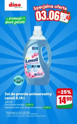 Dino - gazetka promocyjna Żel do prania - oferta na 03.06 | Promocje spoza gazetki od środy 03.06 do środy 03.06