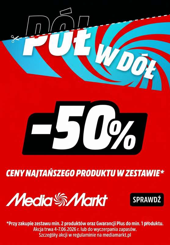 Media Markt - gazetka promocyjna W zestawie taniej o 50% ceny najtańszego produktu od czwartku 04.06 do niedzieli 07.06