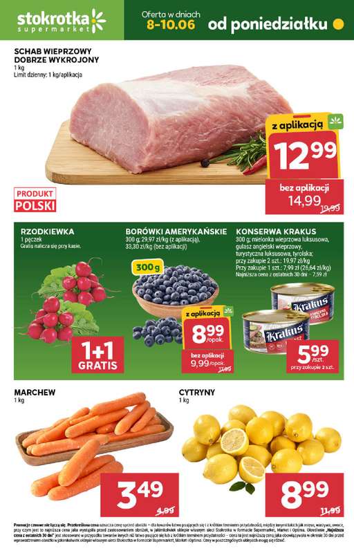 Stokrotka - gazetka promocyjna Hity na start od poniedziałku 08.06 do środy 10.06