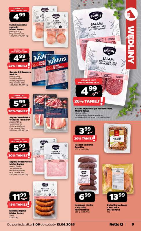 Netto - gazetka promocyjna Gazetka Spożywcza od poniedziałku 08.06 do soboty 13.06 - strona 9