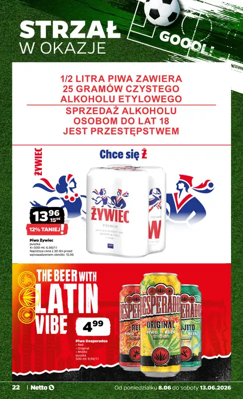 Netto - gazetka promocyjna Gazetka Spożywcza od poniedziałku 08.06 do soboty 13.06 - strona 22
