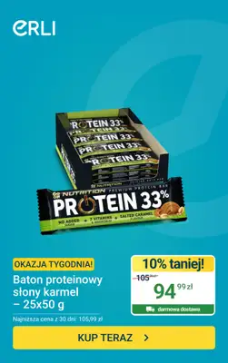 ERLI - gazetka promocyjna Baton proteinowy słony karmel od środy 10.06 do niedzieli 14.06