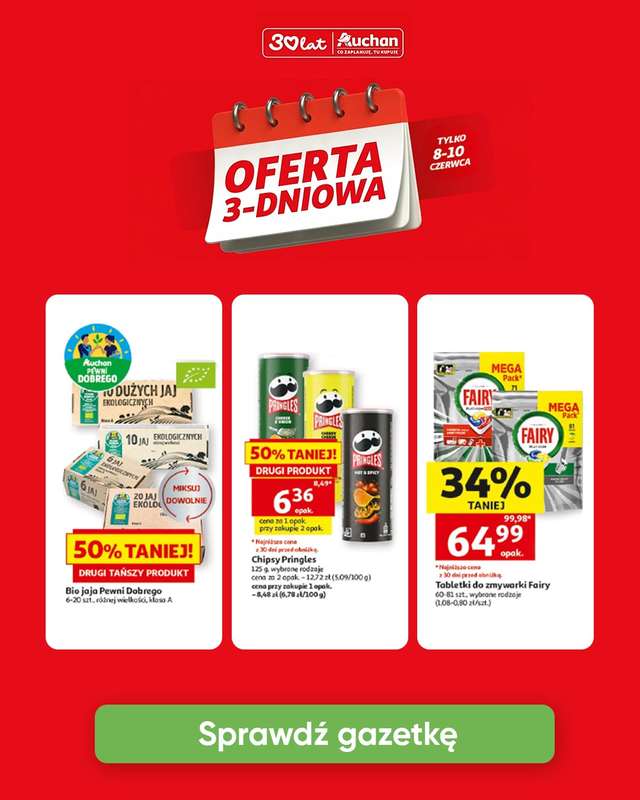 Auchan - gazetka promocyjna Oferta 3-dniowa od poniedziałku 08.06 do środy 10.06