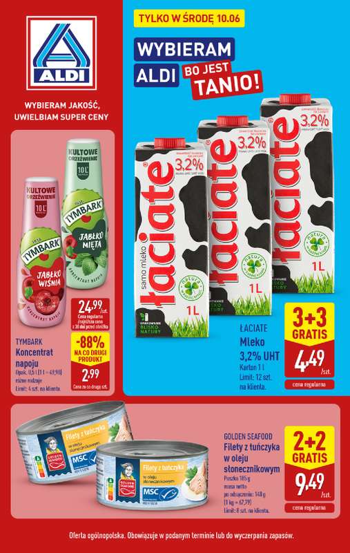 Aldi - gazetka promocyjna Najlepsze oferty na środę w Aldi od środy 10.06 do środy 10.06