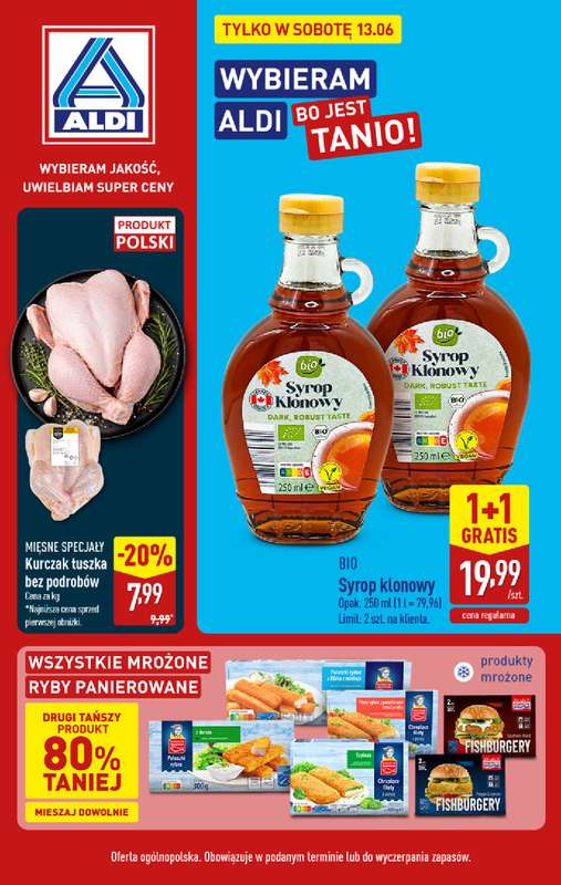 Aldi - gazetka promocyjna Najlepsze oferty na sobotę w Aldi od soboty 13.06 do soboty 13.06