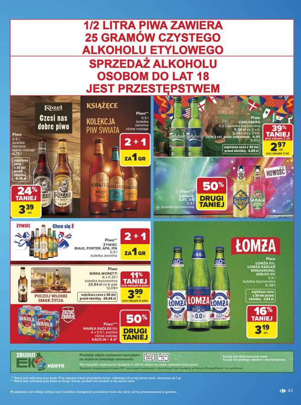Carrefour - gazetka promocyjna Gazetka w SUMIE same markowe okazje od poniedziałku 08.06 do soboty 20.06 - strona 43
