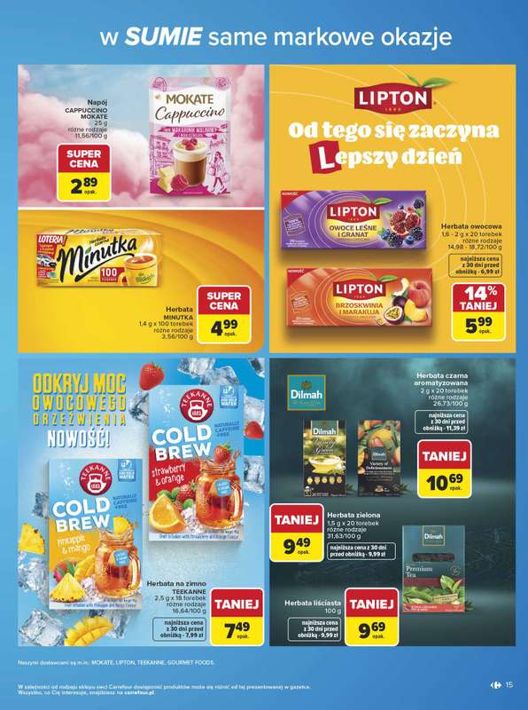Carrefour - gazetka promocyjna Gazetka w SUMIE same markowe okazje od poniedziałku 08.06 do soboty 20.06 - strona 15