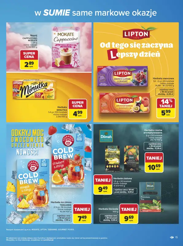 Carrefour - gazetka promocyjna Gazetka w SUMIE same markowe okazje od poniedziałku 08.06 do soboty 20.06 - strona 15