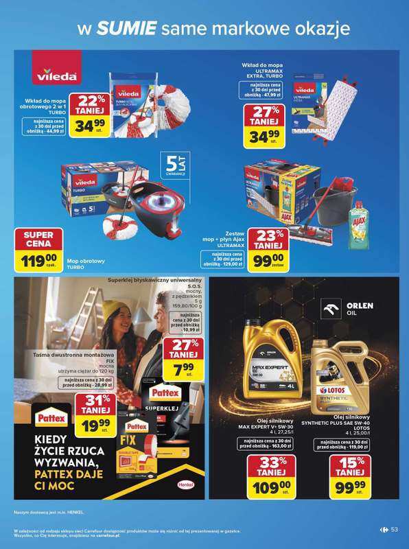 Carrefour - gazetka promocyjna Gazetka w SUMIE same markowe okazje  do soboty 20.06 - strona 53
