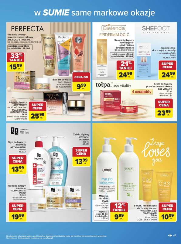 Carrefour - gazetka promocyjna Gazetka w SUMIE same markowe okazje od poniedziałku 08.06 do soboty 20.06 - strona 47