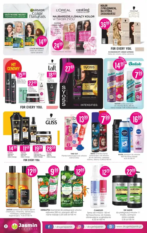 Drogerie Jasmin - gazetka promocyjna Gazetka od poniedziałku 08.06 do wtorku 30.06 - strona 2
