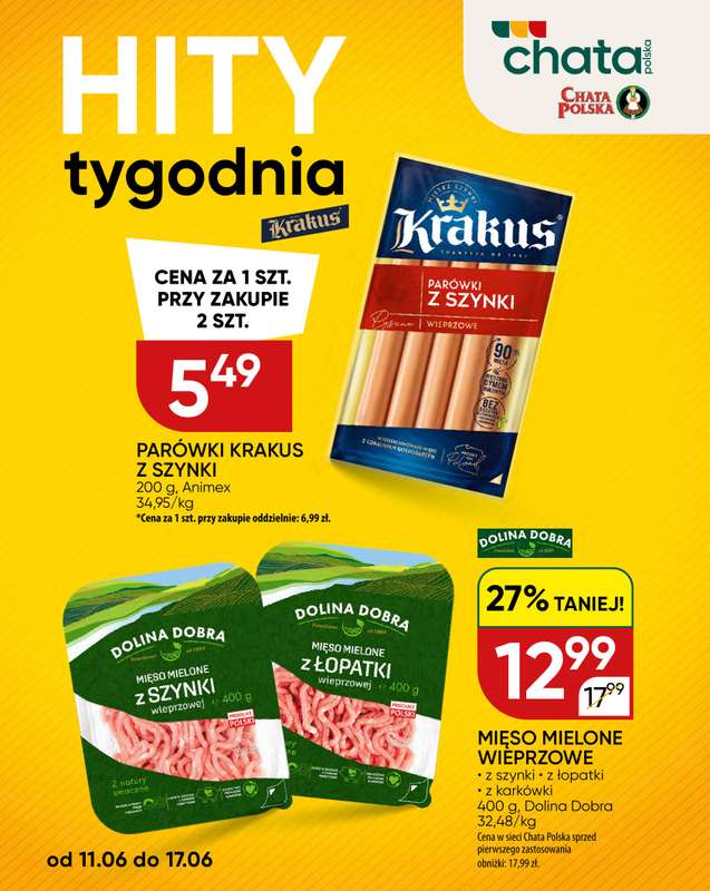 Chata Polska - gazetka promocyjna Hity tygodnia 11-17.06  do środy 17.06