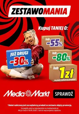 Media Markt - gazetka promocyjna Zestawomania! Do -80% rabatu lub 1 zł za piąty produkt od poniedziałku 08.06 do czwartku 18.06