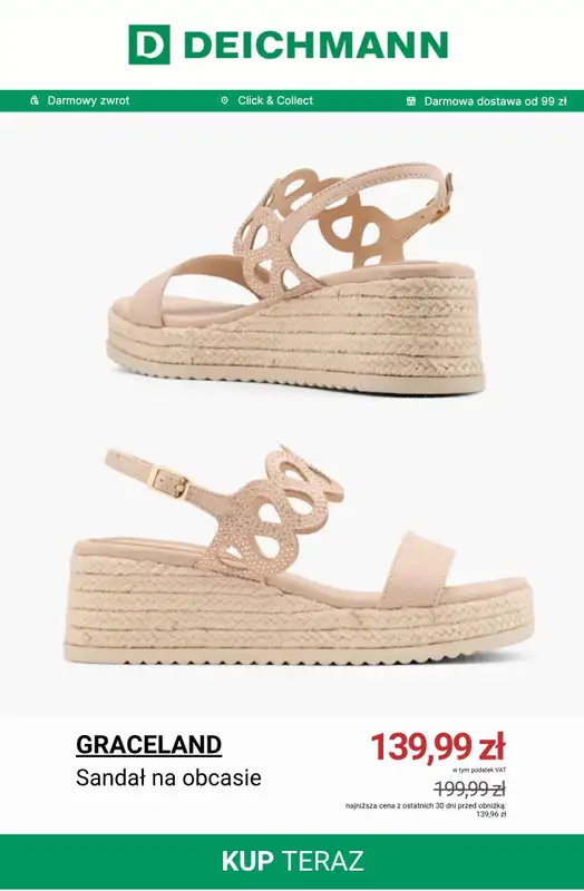 Deichmann - gazetka promocyjna Do -50% na sandały damskie od poniedziałku 08.06  - strona 9