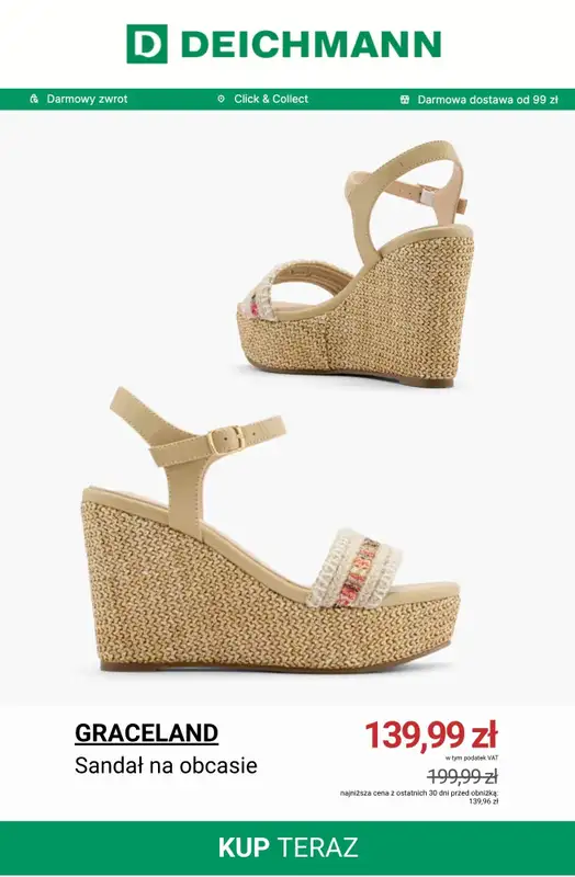 Deichmann - gazetka promocyjna Do -50% na sandały damskie od poniedziałku 08.06  - strona 10