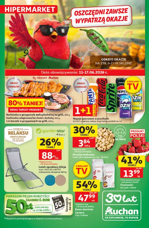 Auchan - gazetka promocyjna Gazetka 30 Lat Hipermarket Auchan od czwartku 11.06 do środy 17.06
